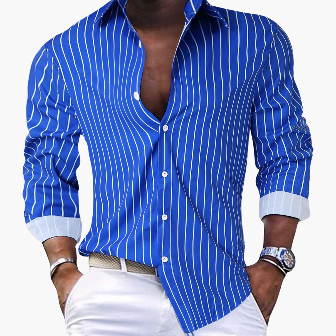 Classic Mens Long Sleeve Button Shirt with Collar - Olytrend