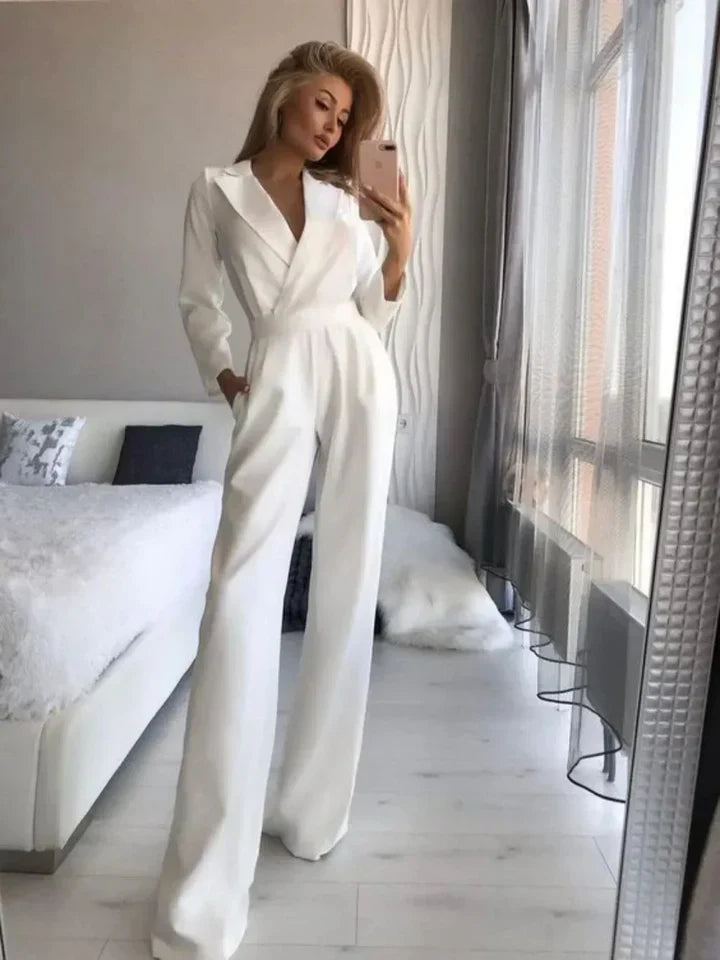 Relaxed Fit V-Neck Womens Jumpsuit - Olytrend