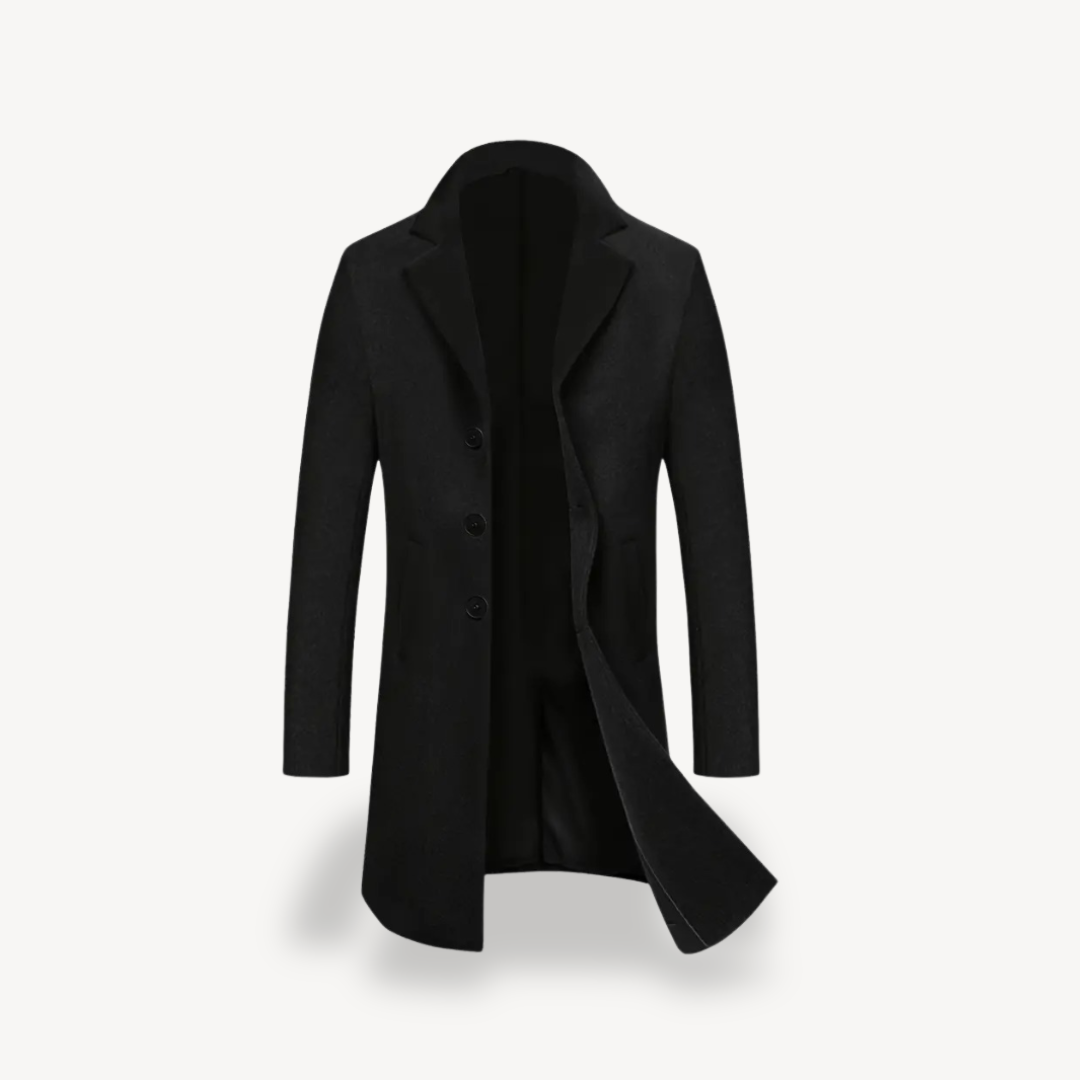 Stylish Men's Black Trench Coat - Nocini