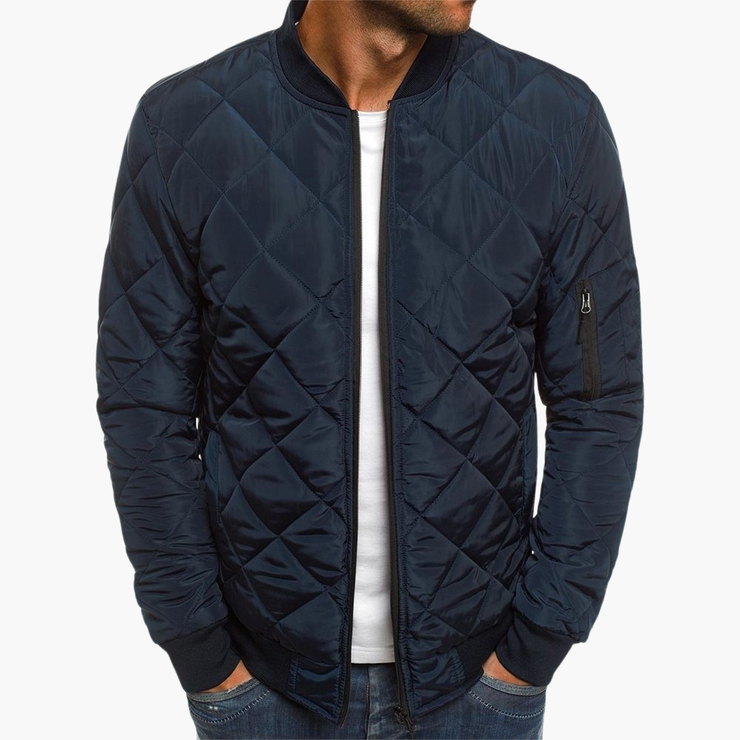 Men's Padded Zip Up Bomber Jacket with Pocket - Olytrend