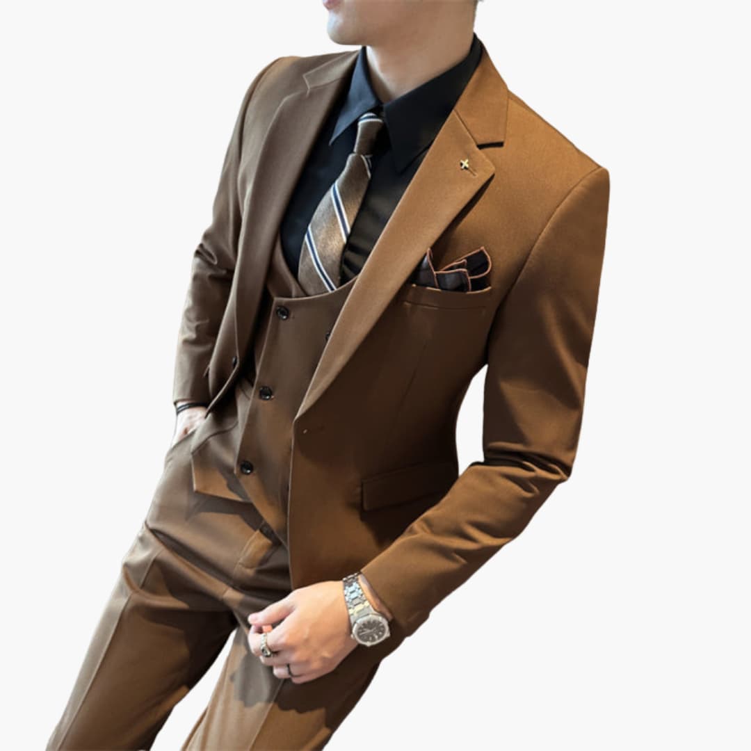 Classic Men's 3-Piece Suit with Button Front - Olytrend