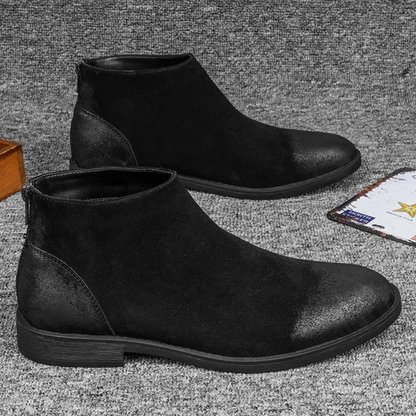 Classic Men's Suede Leather Zip Boots