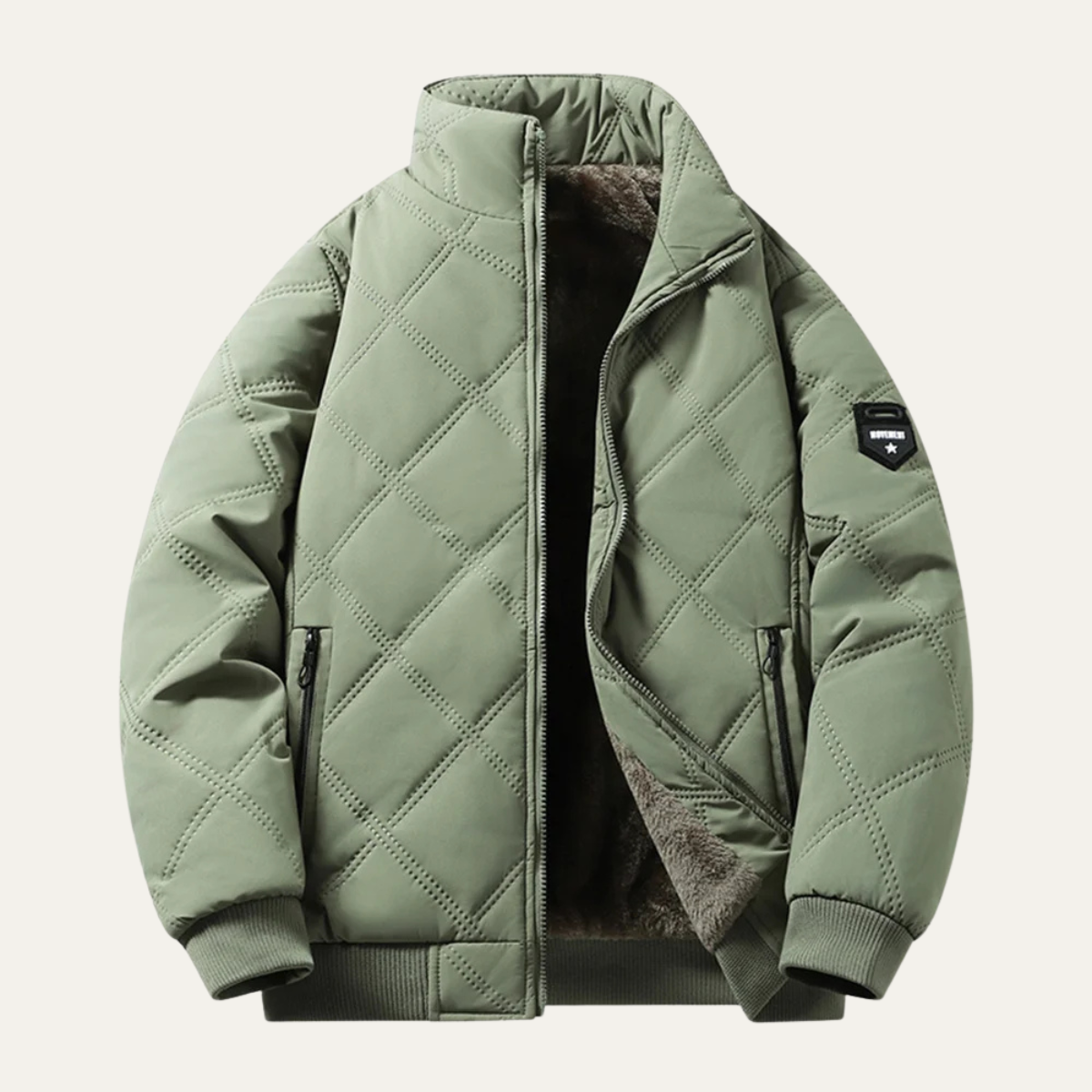 Warm Waterproof Men's Padded Jacket with Fleece Inside