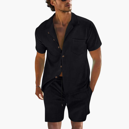 Men's Casual Shorts Set with Short Sleeve Top