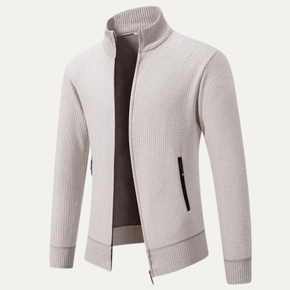 Relaxed Fit Men's Knit Zip Up Cardigan Sweater