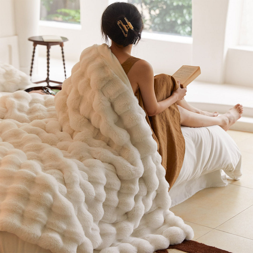 Plush Faux Fur Soft Throw Blanket With Classic Pattern - Nocini