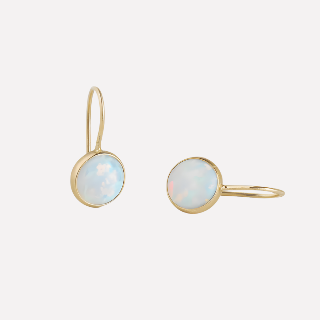 Fashionable White Opal Earrings with Gold Plated Finish - Olytrend