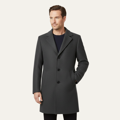 Classic Men's Double Breasted Wool Long Coat