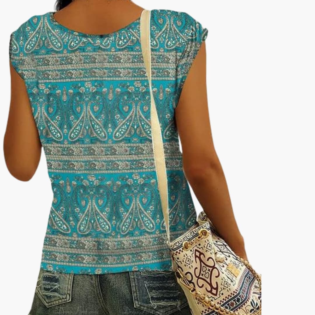 Ladies' Casual V-Neck Short Sleeve Top