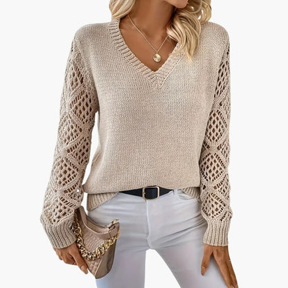 Soft Women's V-Neck Long Sleeve Knit Sweater - Olytrend