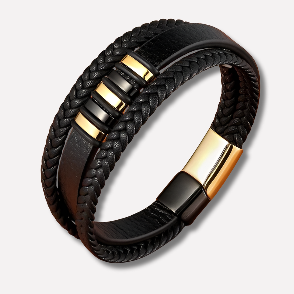 Classic Mens Leather Wristband Elegant Style - Olytrend