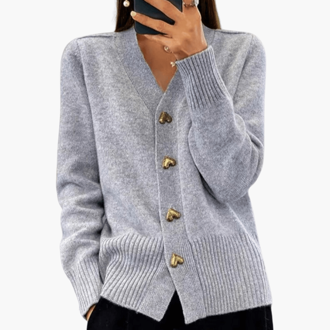 Ladies' Sweater with Cute Heart Fasteners