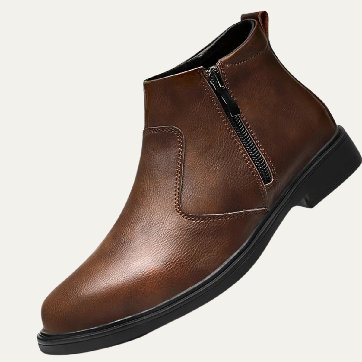 Classic Men's Leather Ankle Boots with Zipper Detail - Nocini
