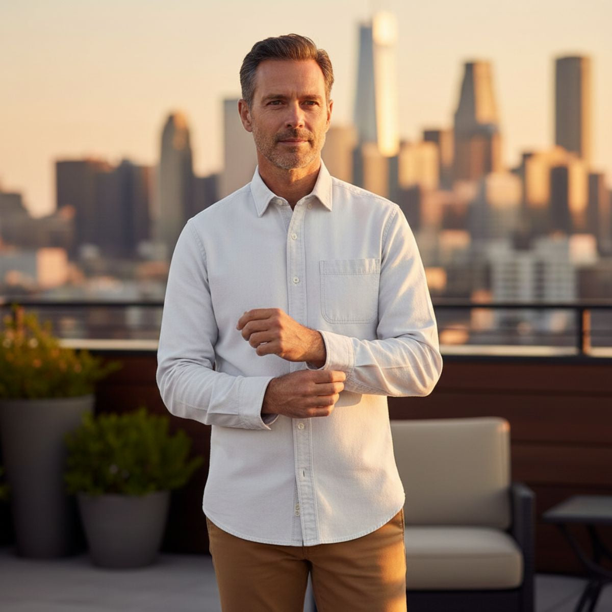 Relaxed Fit Blue Jeans Shirt for Men