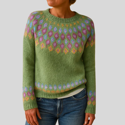 Ladies' Patterned Warm Wool Jumper - Olytrend