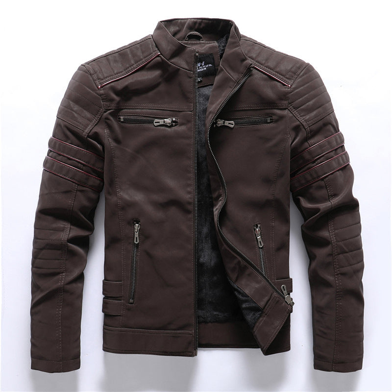 Men's Classic Fitted Leather Motorcycle Jacket