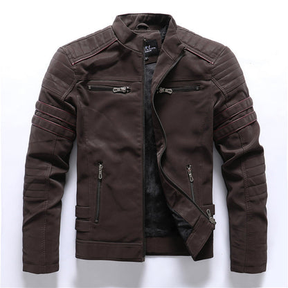 Men's Classic Fitted Leather Motorcycle Jacket