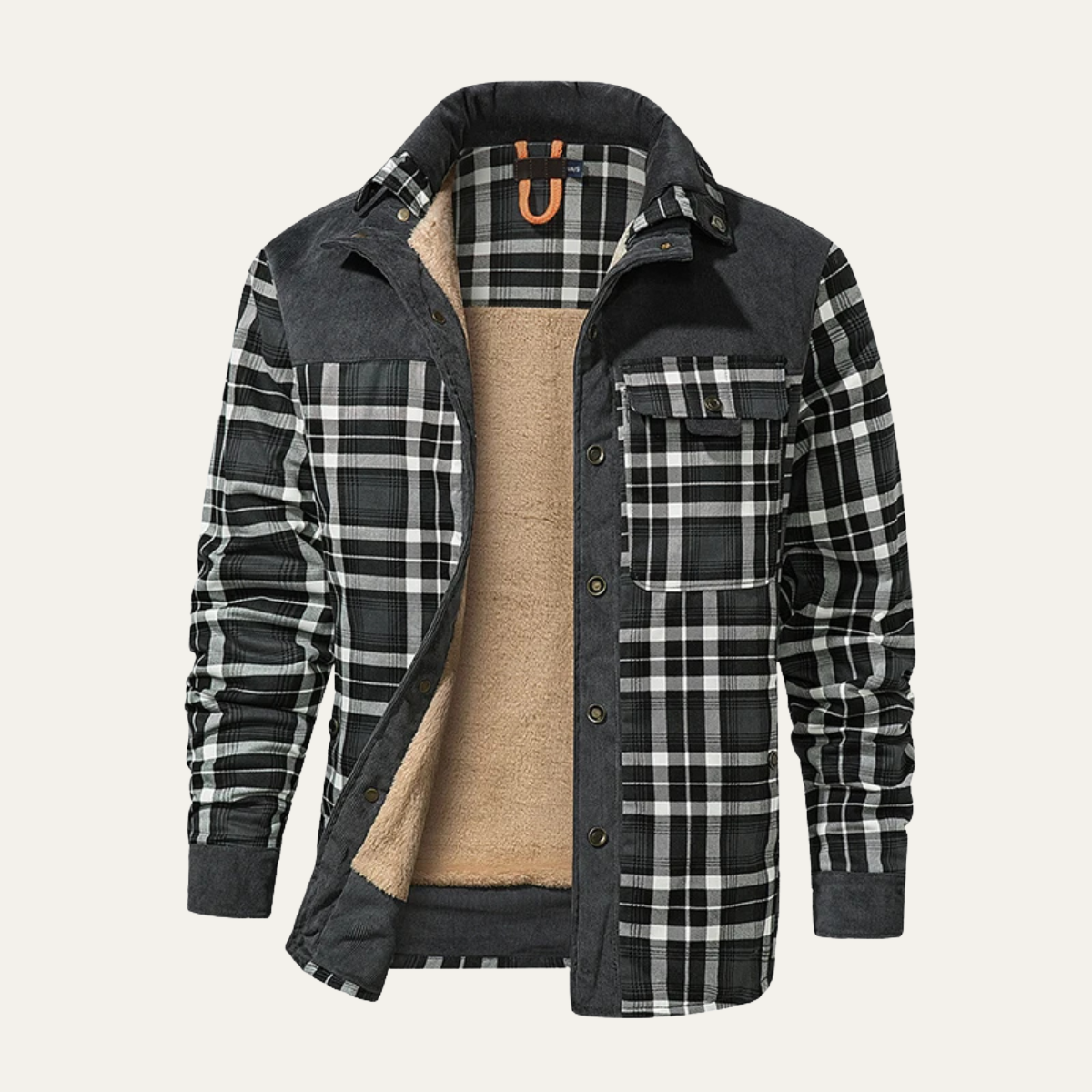 Warm Plaid Multi Pocket Men's Flannel Jacket