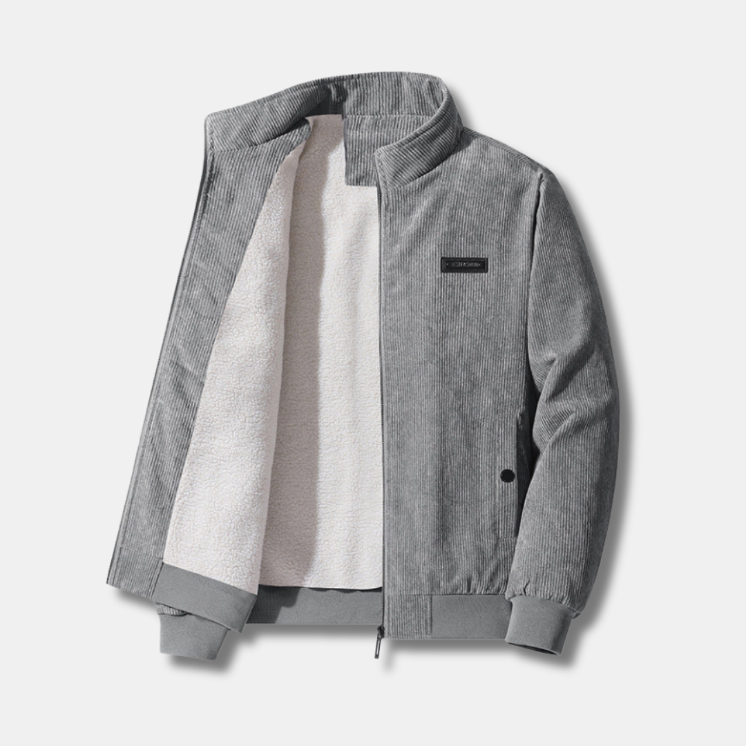 Fuzzy Sherpa Lined Corduroy Coat - Olytrend