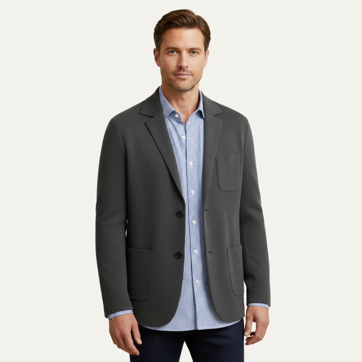 Classic Light Grey Suit Jacket for Men