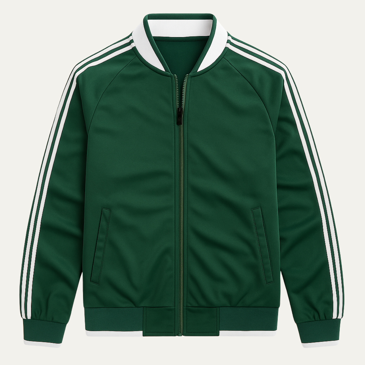 Men's Sporty Zip Up Running Jacket with Striped Arms - Nocini