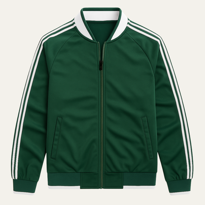 Men's Sporty Zip Up Running Jacket with Striped Arms - Nocini