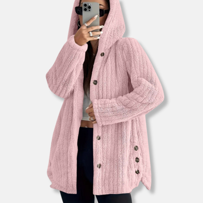 Ladies Long Parka Coat with Hood and Soft Fabric - Nocini