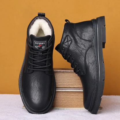 Waterproof Men's Leather Lace Up Winter Boots