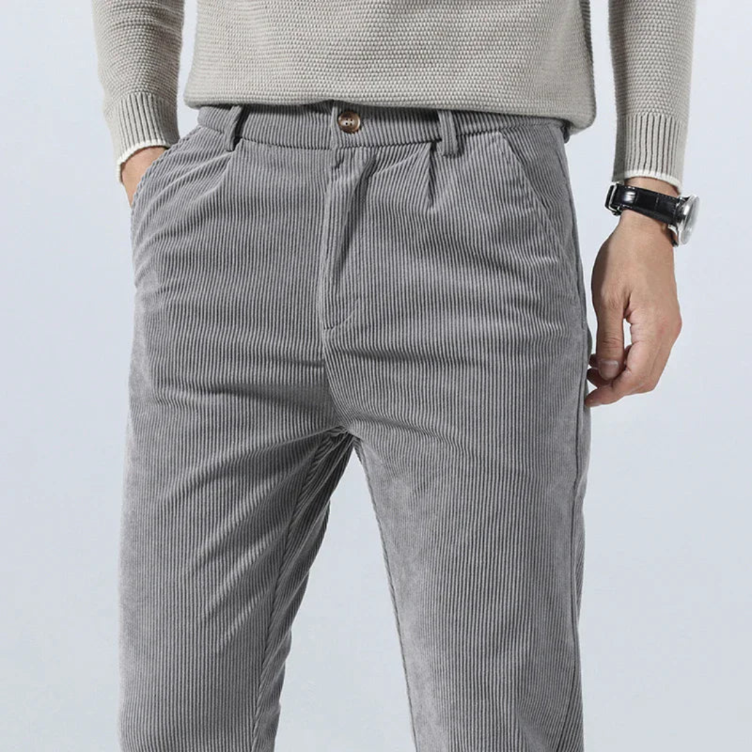 Classic Ribbed Corduroy Pants with Belt Loops - Nocini