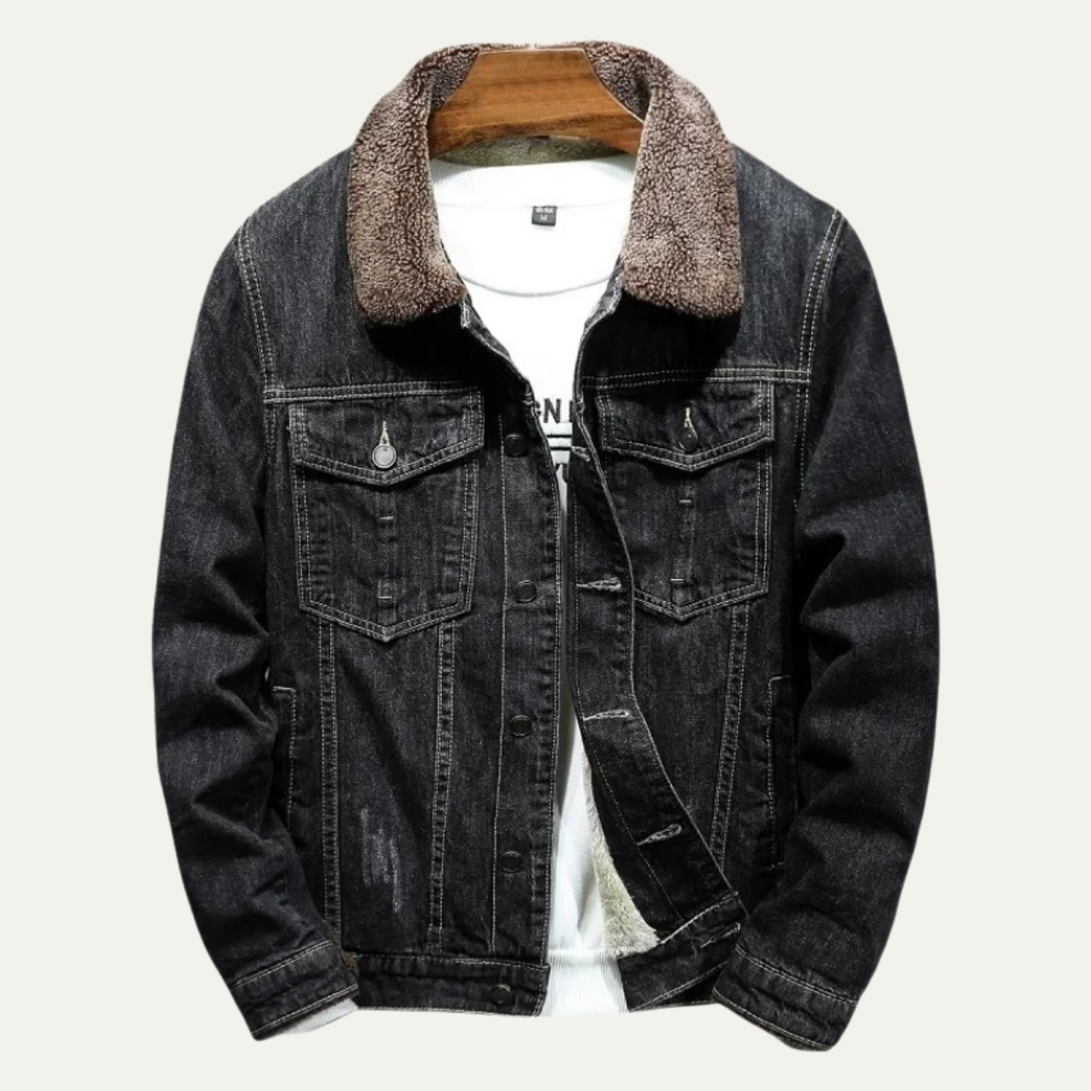 Warm Mens Fleece Lined Denim Winter Coat - Nocini