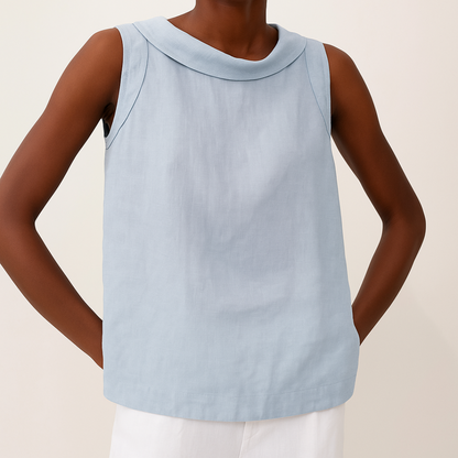 Summer Tank Top with Ruffled Neckline and Flared Bottom