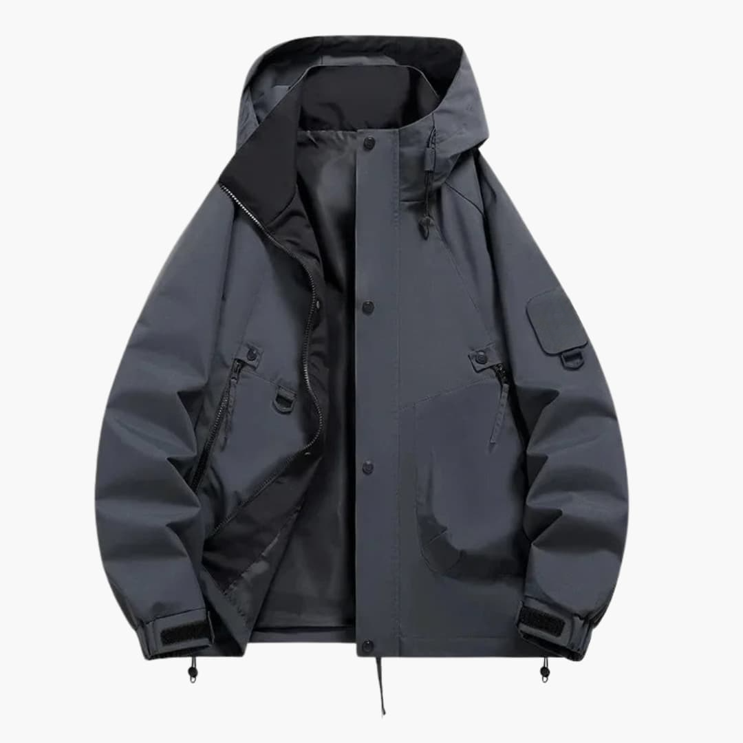 Waterproof Snow Jacket with Hood and Zip Pockets