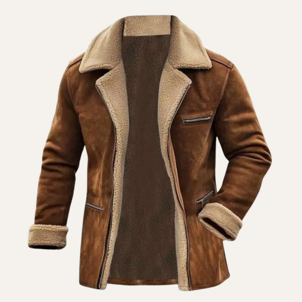 Classic Men's Suede Leather Zip Jacket