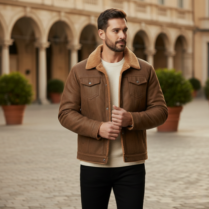 Warm Waterproof Mens Suede Leather Jacket