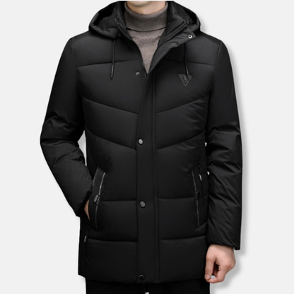 Waterproof Quilted Men's Parka Jacket with Hood - Nocini