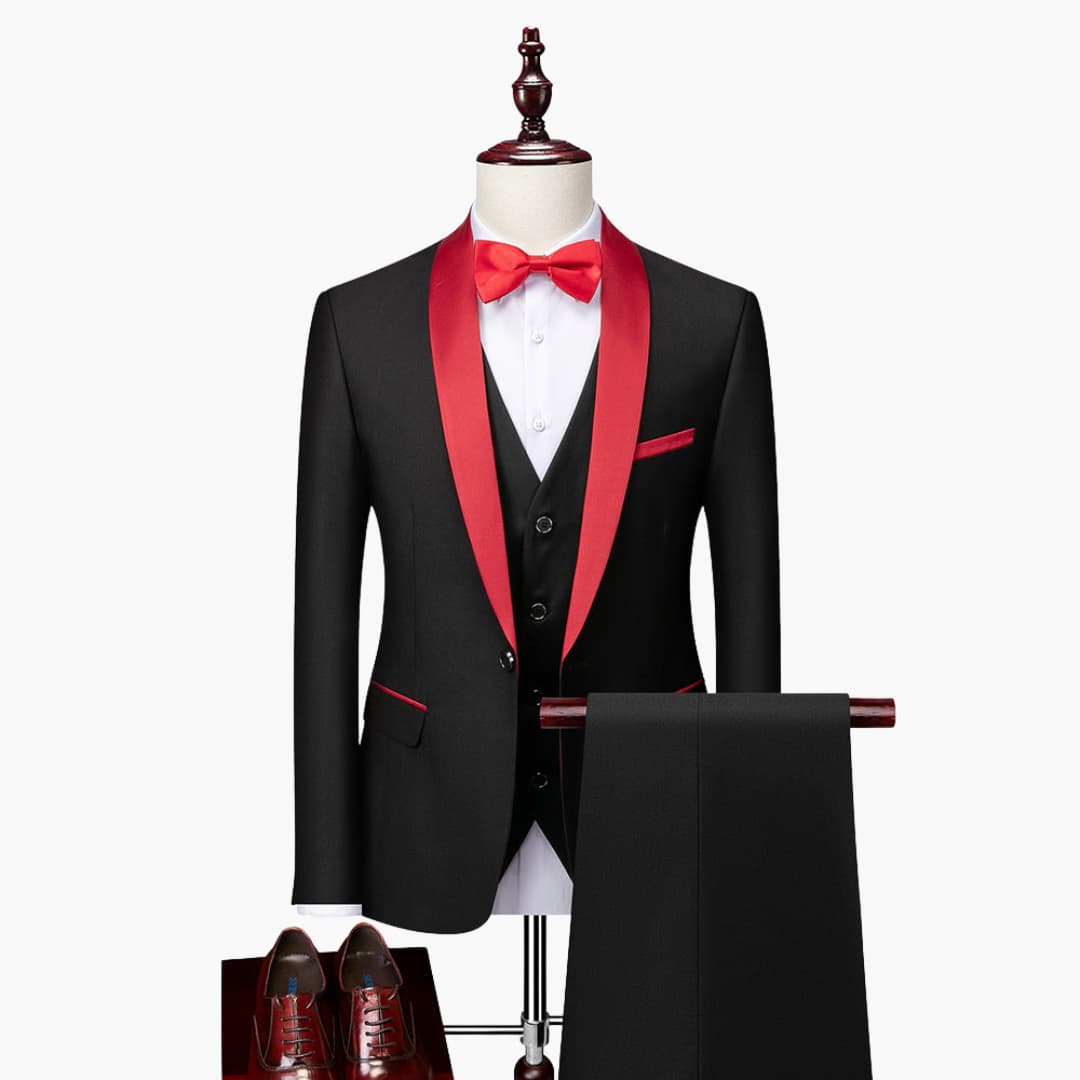 Classic Mens Slim Fit 3 Piece Suit with Lapel Jacket