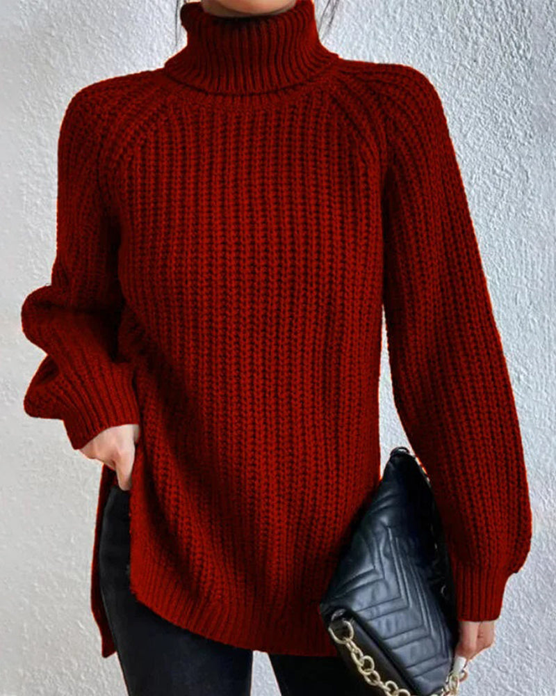 Warm Ribbed Knit Winter Sweater