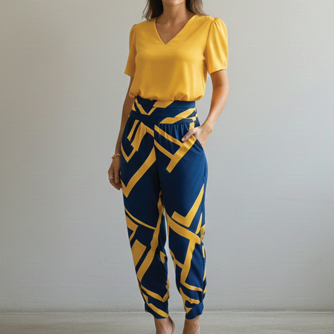 Women's Floral Top and Pant Suit - Nocini