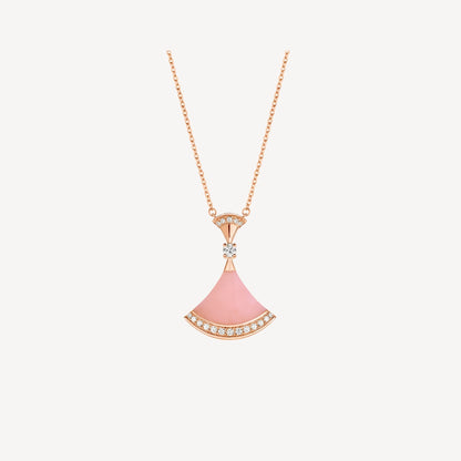 Luxurious Pink Agate 925 Silver Gold Necklace - Pexav