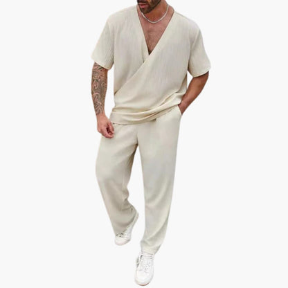 Men's Lightweight 2-Piece V-Neck Suit Set - Olytrend