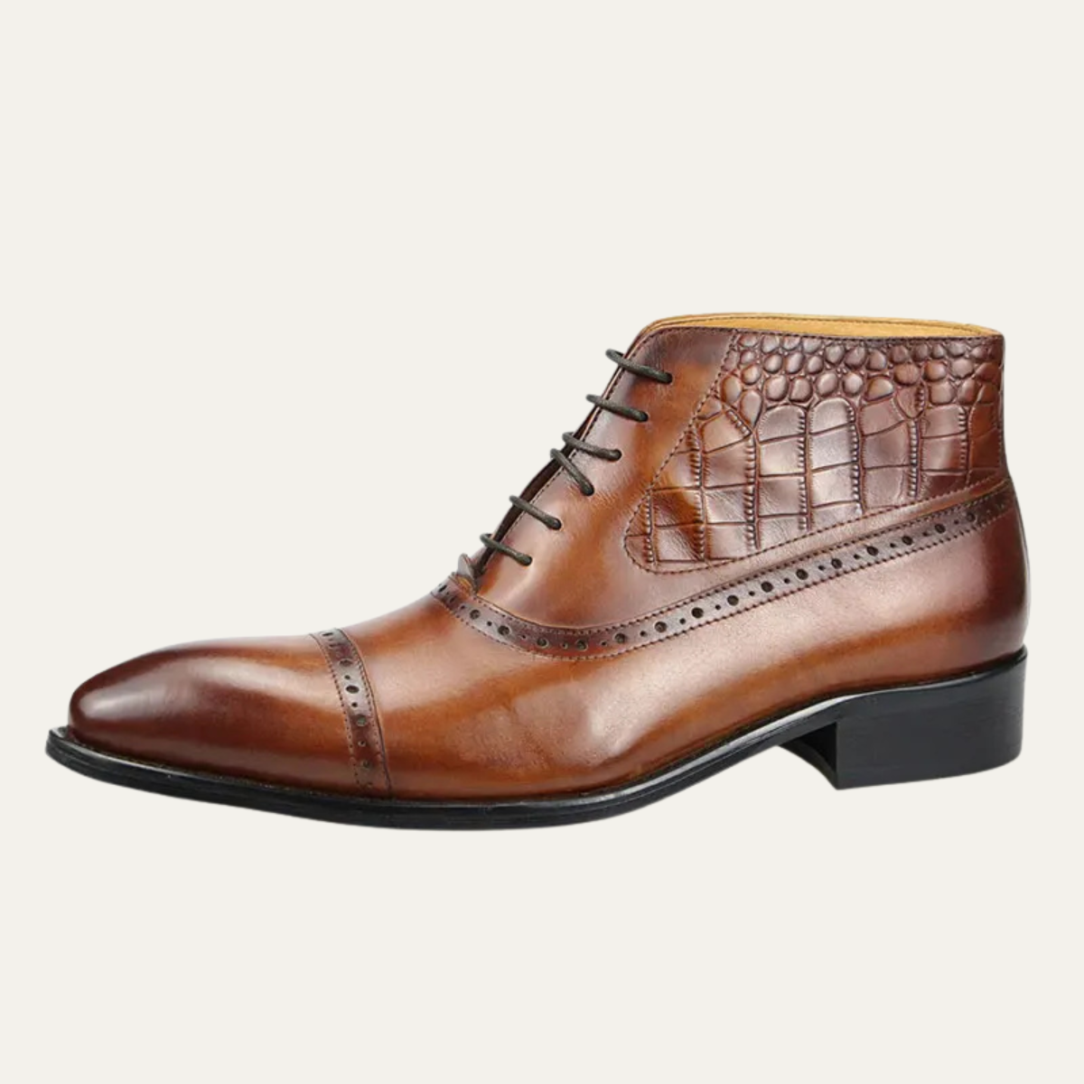 Classic Men's Leather Dress Boots Lace Up Ankle Boots