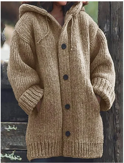 Cozy Women's Button Front Thick Knit Cardigan Sweater - Nocini