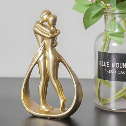 Contemporary Resin Couple Figurine With Glossy Finish