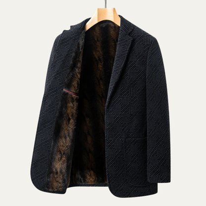 Warm Men's Chenille Blazer with Faux Fur Lining