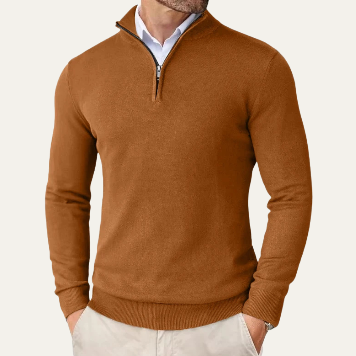 Warm Quarter Zip Knitted Men's Sweater