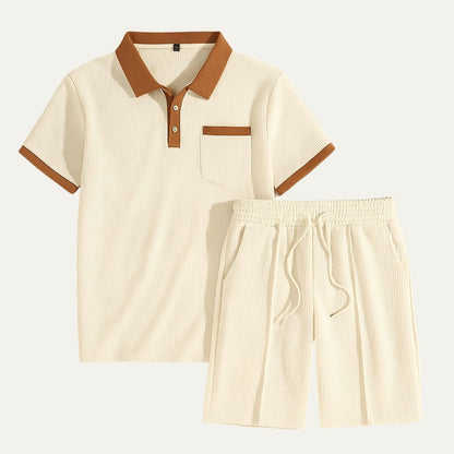 Classic Cotton Polo Shorts Set for Men