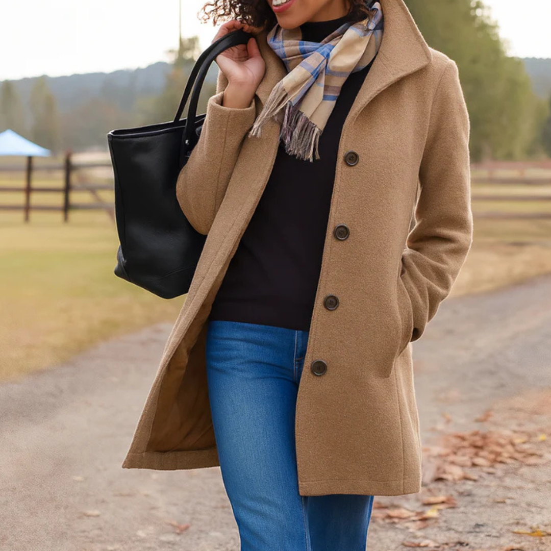 Ladies Classic Long Button Coat - Nocini