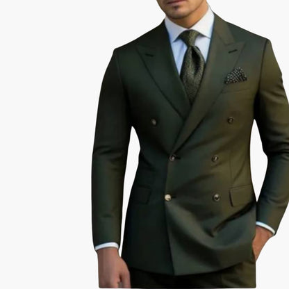Classic Two Piece Suit with Fit Jacket and Pants - Olytrend