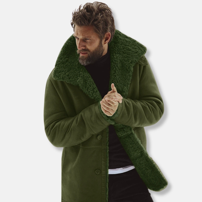 Casual Men's Mid-Length Shearling Coat - Nocini