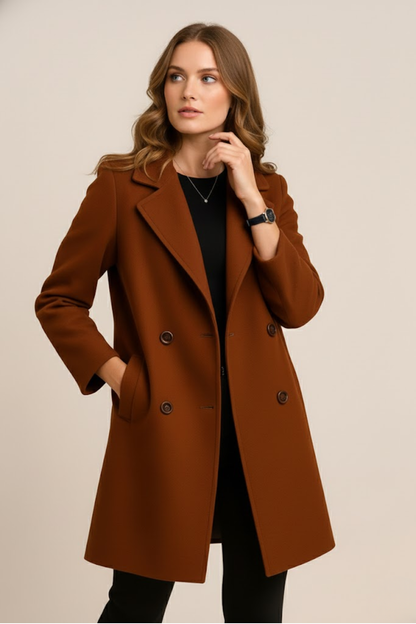 Elegant Ladies' Overcoat with Classic Wide Collar - Nocini